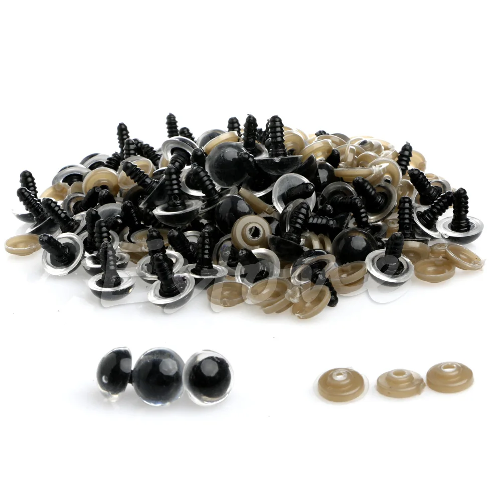 

100Pcs/Set 12mm Plastic Safety Eyes For Teddy Bear Doll Animal Puppet Craft 090B