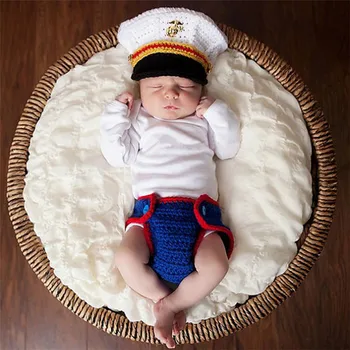 

newborn baby photography accessories make up suits Marine corp smilitary unique Christmas party cosplay costume for kids
