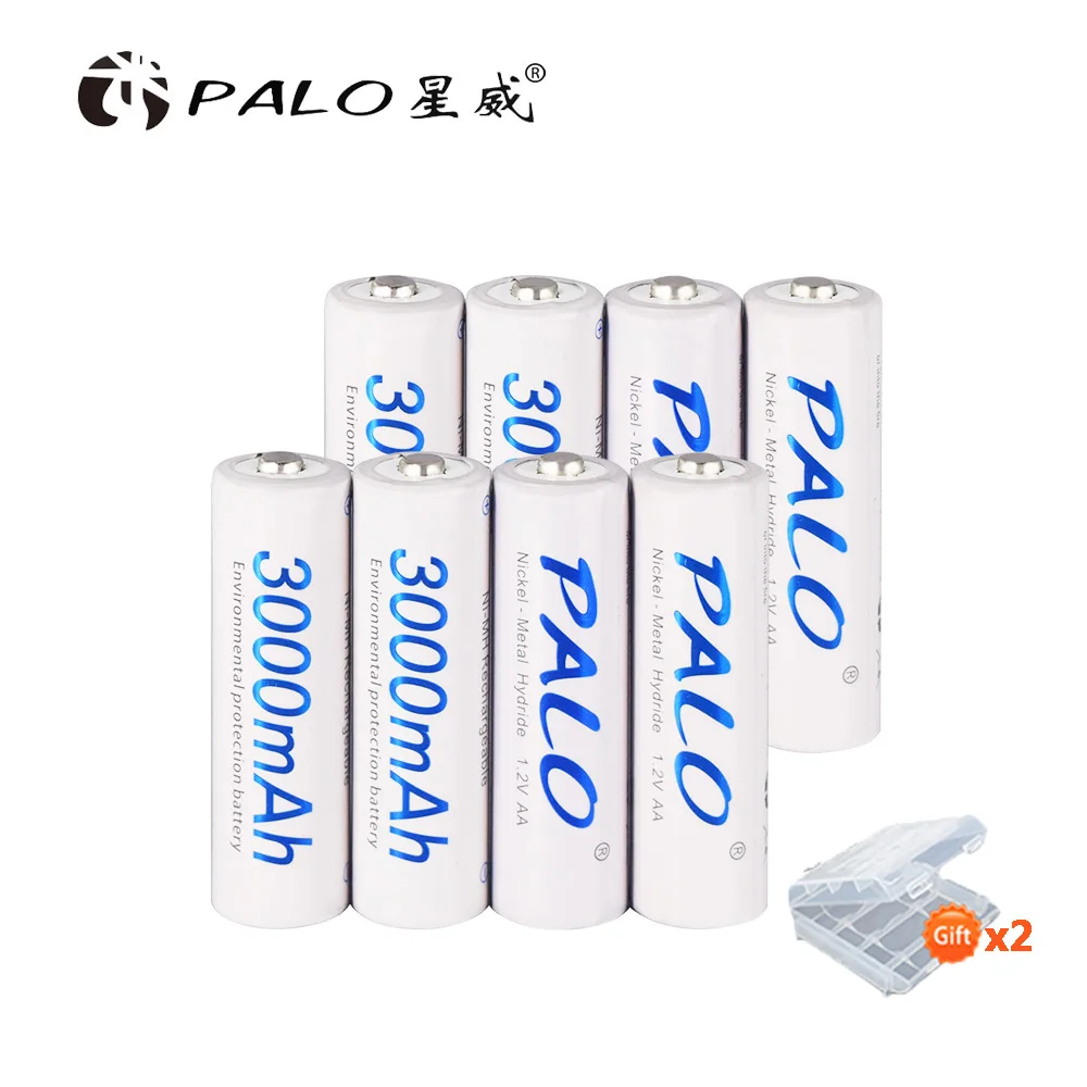 PALO 2-24 шт перезаряжаемые AA 2A батареи 1,2 V 3000mAh AA 2A nimh ni-mh Оригинальные аккумуляторы высокой емкости тока - Цвет: 8pcs