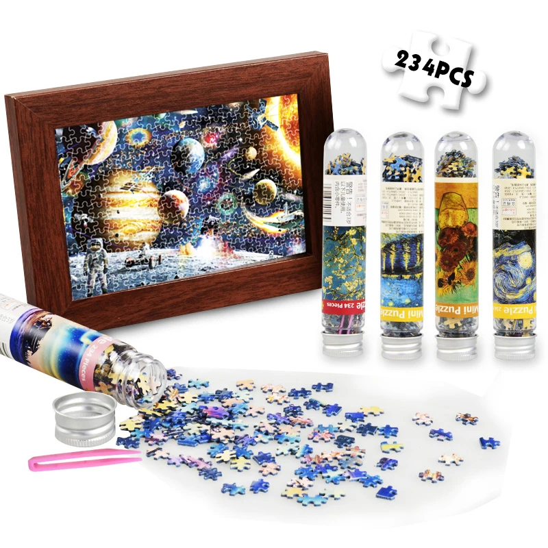 

234PCS Adult Landscape Puzzles Mini Test Tube Puzzle Game OilPainting Jigsaw Pocket Small Puzzle Learning Education Assemble Toy
