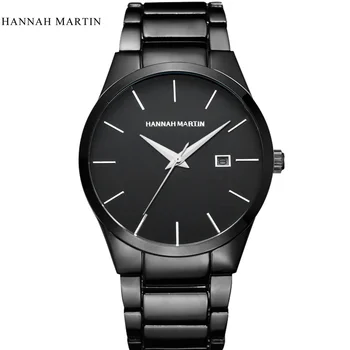 

dames horloges Hannah Martin Steel Band Wristwatch Auto Date High Quality Men's Watches Fashion Business Male Clock zegarek