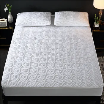 

Thick Soft Mattress Cover Pad Quilted Embossed Solid Color Mattress Protector Bed Fitted Sheet Style Cover For Mattress Topper