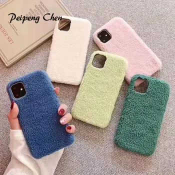 

PEIPENG Fashion Plush Phone Case For iphone X XS Max XR 11 PRO MAX Soft TPU Warm Cute Case For iphone 8 7 6 6S Plus Back Cover