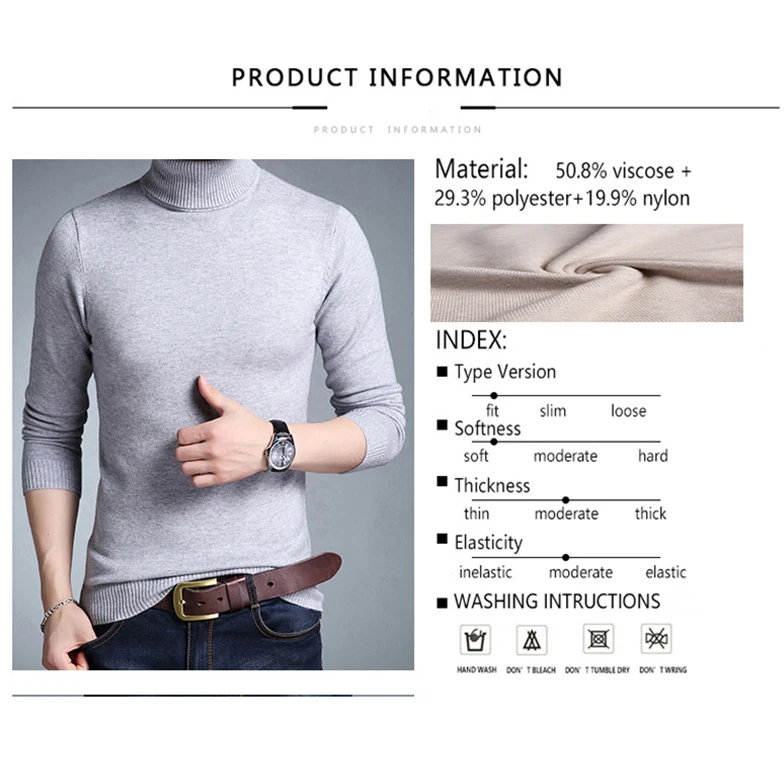 Blog TFETTERS 2019 Slim Thickened Men's Base Coat Turtleneck Sweater Men Sweater Black Sweater Knitwear Long Sleeve Basic Sweater
