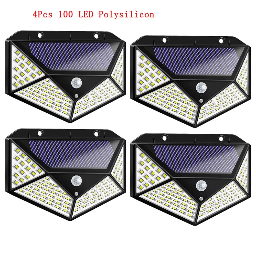 H 100LED Солнечный светильник с датчиком движения настенный светильник открытый светильник ing Водонепроницаемый аварийный садовый двор солнечный светильник - Испускаемый цвет: H