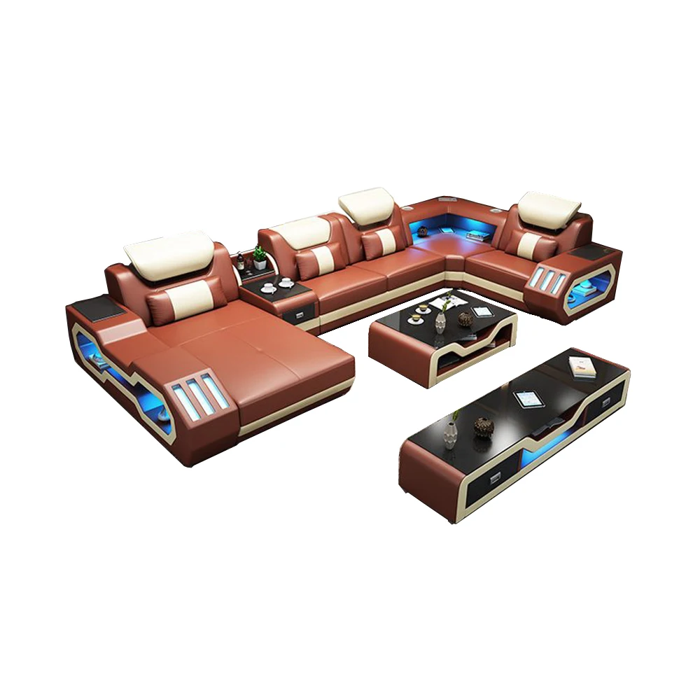 MANBASLuxuryLivingRoomSofaItalianGenuineLeatherCouchwith