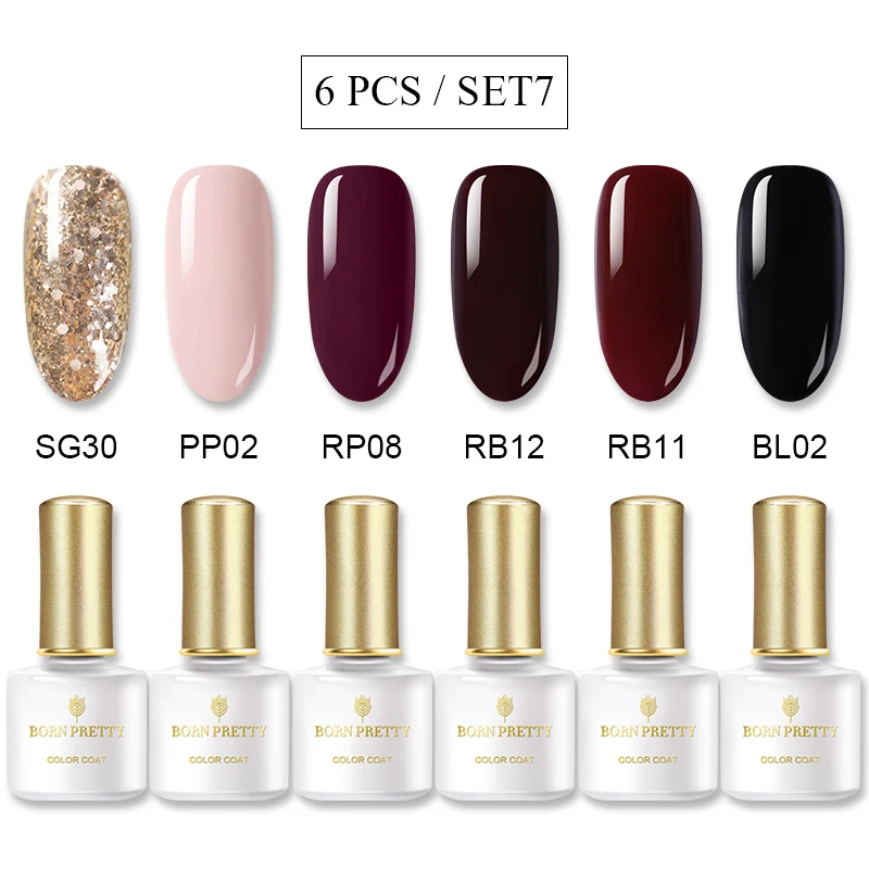 6 Pcs Set 7 6 шт./компл. Гель-лак для ногтей Чистый ногтей Цвет УФ Гель-лак Лаки блестками Soak Off Гель лак для ногтей, наносимое самостоятельно "сделай сам" - Цвет: 6 Pcs Set 7