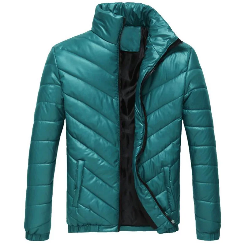 Новые Дешевые пальто для мужчин, осенняя Корейская версия, приталенная Мужская куртка, классический воротник-стойка, ветрозащитная теплая парка размера плюс 5XL одежда - Цвет: Зеленый