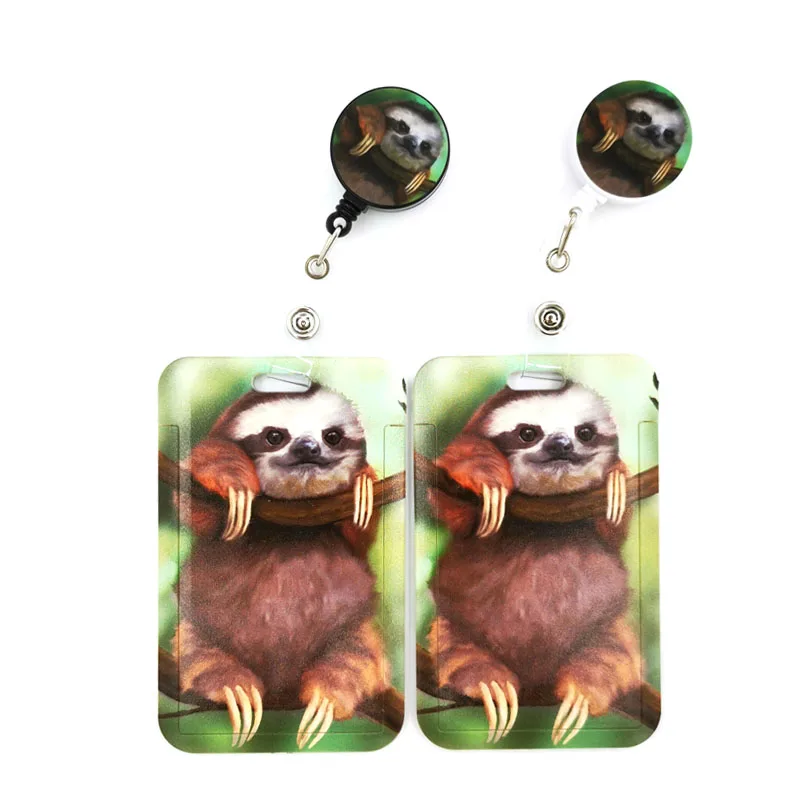 Real Animal Sloth Cute CreditCover Lanyard Bags Retractable Badge Reel Student Nurse Exhibition Enfermera Name Clips Card purple blue flowers cute credit card cover lanyard bags retractable badge reel student nurse enfermera name clips card id card