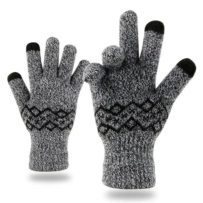 Winter Non-slip Women Men Mitten Elastic Cuff Warm Knitted Touch Screen Cycling, Outdoor Activities Gloves