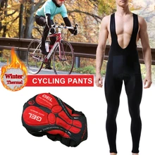 

Men's Cycling Pants Bib Trousers Chemical Fiber Blended Winter Thermal Long Tights 3D Seamless Outdoor Cycling Pants 5D Gel Pad
