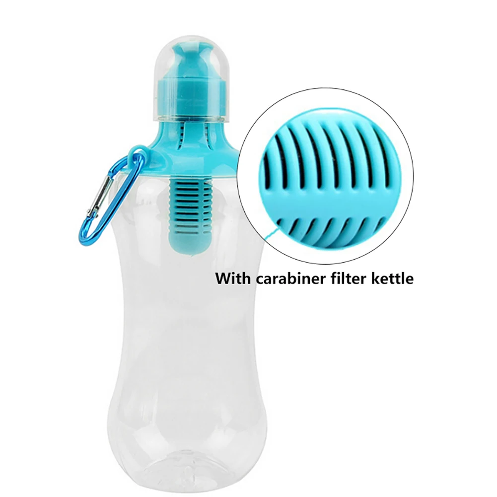 Water Filter Bottle Transparent Kettle Activated Carbon Filters Filter Kettle Outdoor Sports Water Bottle 550ml Healthy Drinking