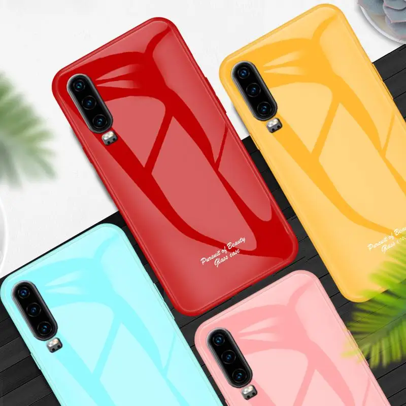 

Macaron Glass Protect Cover for Huawei P10 P20 P30 Lite Pro Candy Color Back Case For Huawei Mate10 Mate20 Lite P Smart Y9 2019