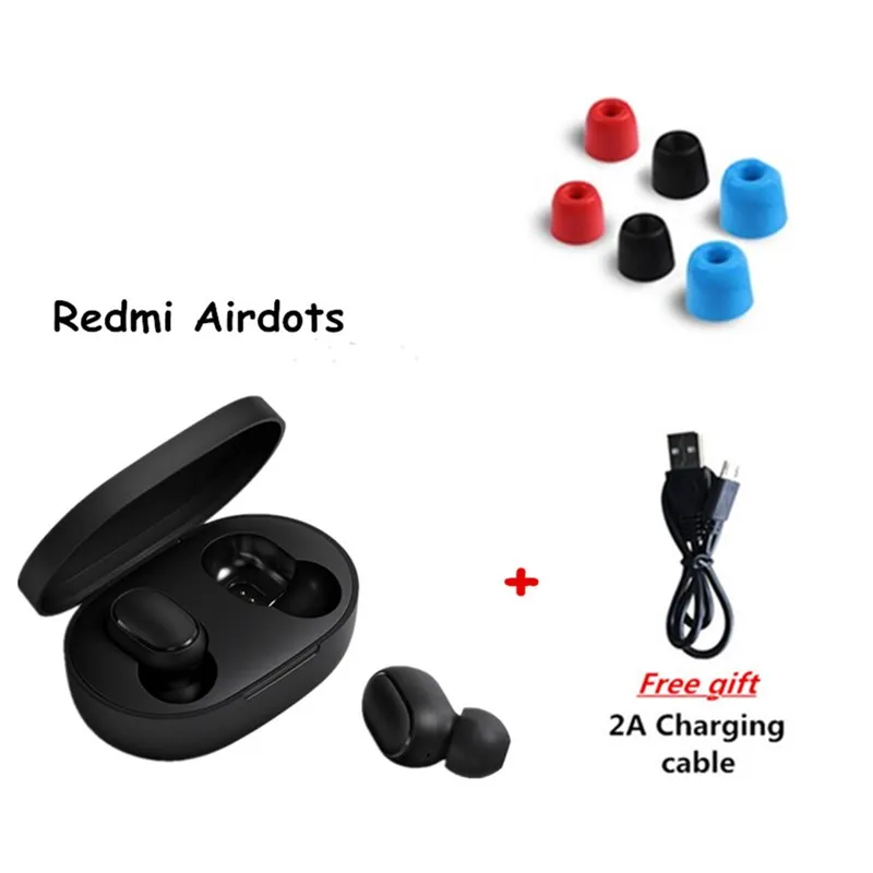 add earplug cable Redmi TWS AirDots Bluetooth наушники стерео беспроводные Bluetooth 5,0 наушники с микрофоном зарядное устройство управление AI - Цвет: add earplug cable