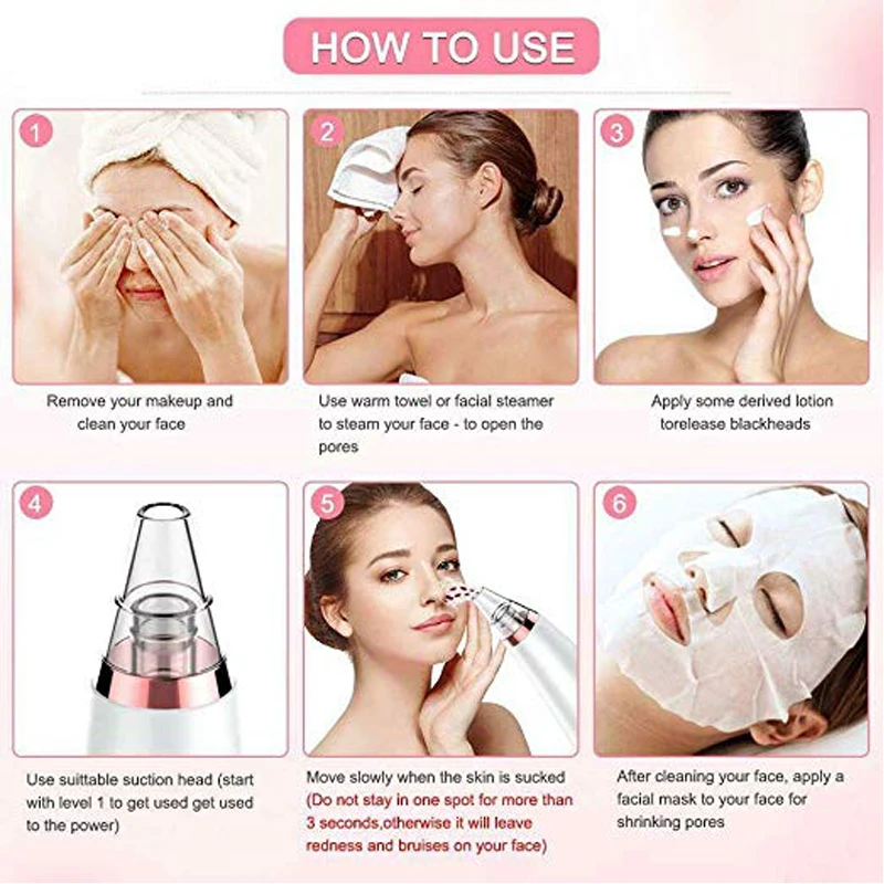 Blackhead Remover Face Clean Pore Vacuum Acne Pimple Removal Vacuum Suction Facial Diamond Dermabrasion Tool Machine Skin Care