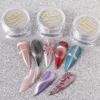 

0.5g Mirror Sparkly Nail Glitter 9D Cat Eye Magnetic Powder Shining Chrome Pigment Multi-function UV Gel Dust Decor BEMM01-02