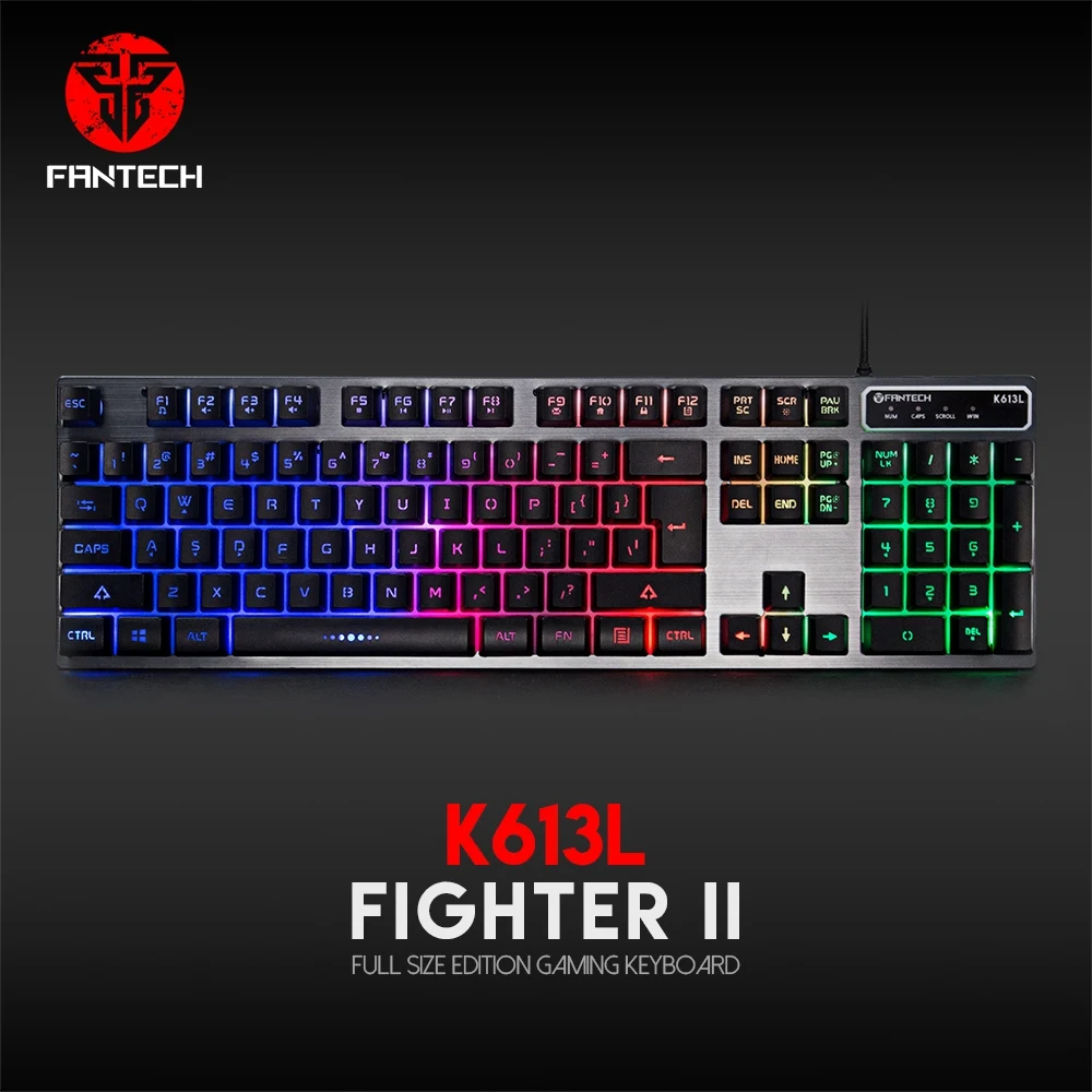 Fantech K613L Профессиональная Usb игровая клавиатура с подсветкой 104-Key Проводная игровая клавиатура