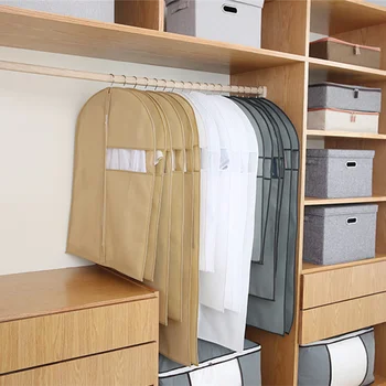 

New Garment Dust Cover Non-woven Fabric Case For Household Hanging Type Coat Suit Protect Storage Bag Wardrobe Organizer