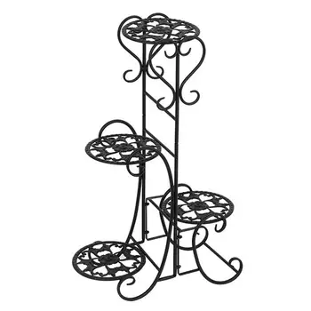 

4 Potted Plant Shelves Iron Potted Flower Plant Stand Rack Multiple Flower Pot Holder Shelf Indoor Outdoor Planter Display