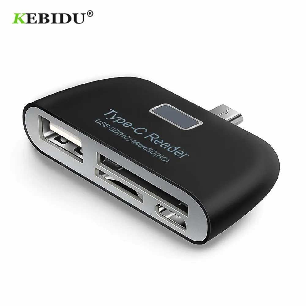 Многофункциональный адаптер KEBIDU для карт памяти USB 3,1 type C USB-C TF SD OTG кардридер для Mac-book Phone Tablet Card Reader