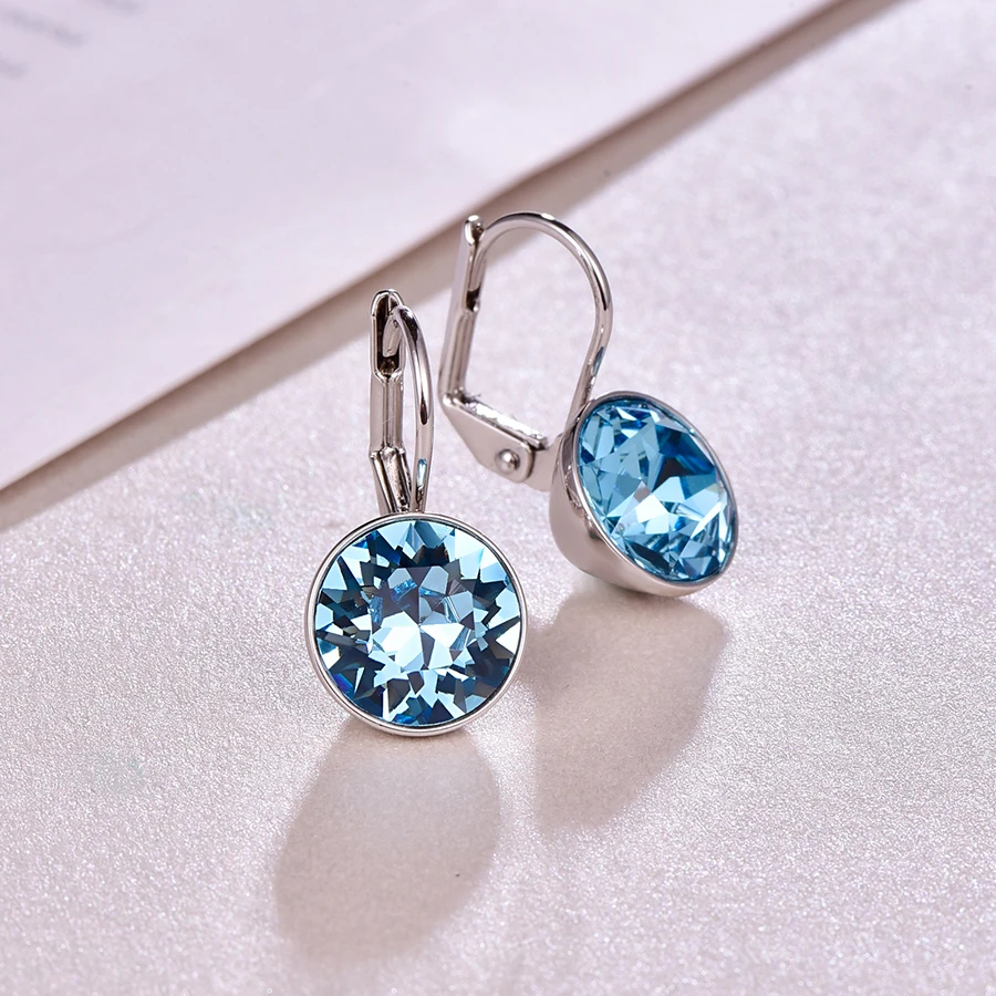 Маленькие женские серьги-гвоздики Bella с кристаллами Swarovski, новые модные круглые серьги серебряного цвета, свадебные украшения, подарок для девочки