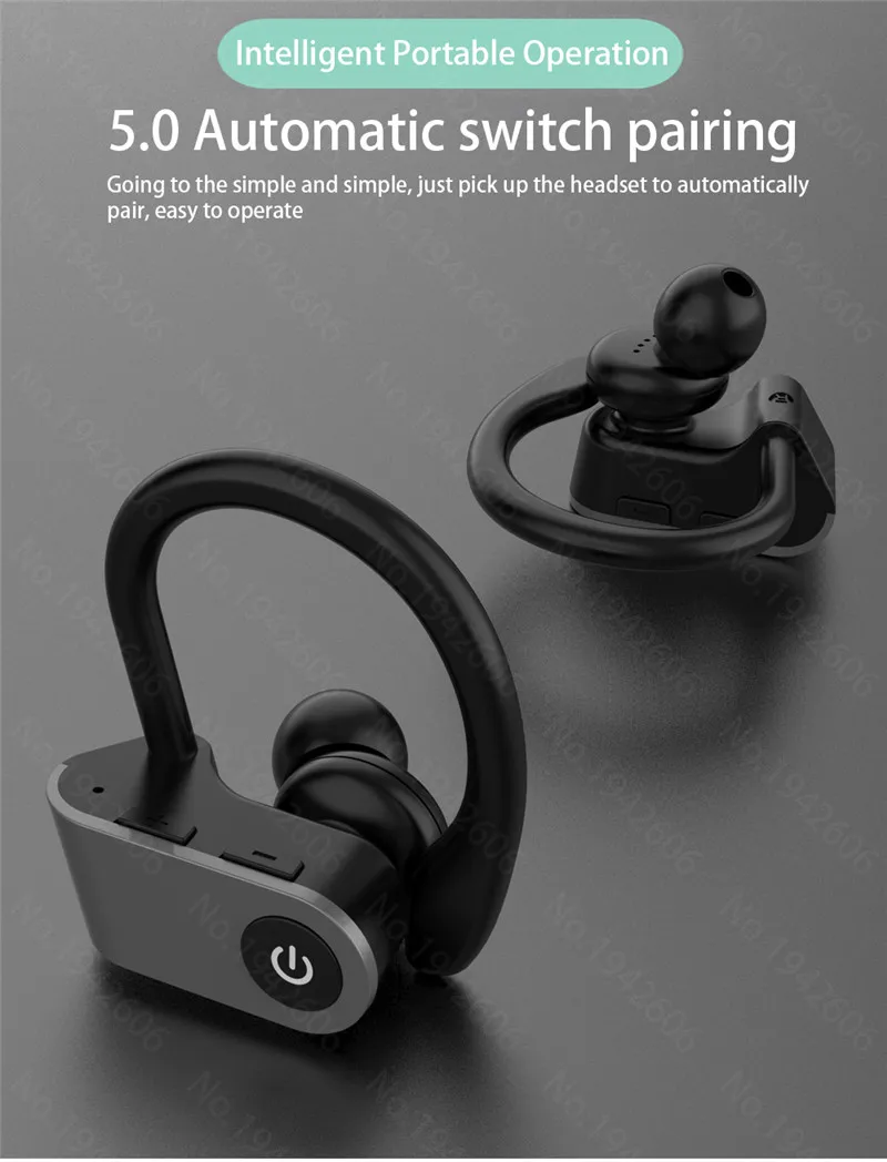 Беспроводные спортивные наушники TWS Аурикулярные bluetooth наушники ушные крючки для бега HD вызова стерео наушники с микрофоном IPX7 водонепроницаемый