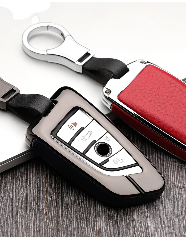 

Zinc alloy Leather Car Key Case Cover For BMW 1 2 3 4 5 6 7 Series X1 X3 X4 X5 X6 F30 F34 F10 F07 F20 G30F15F16 protection case