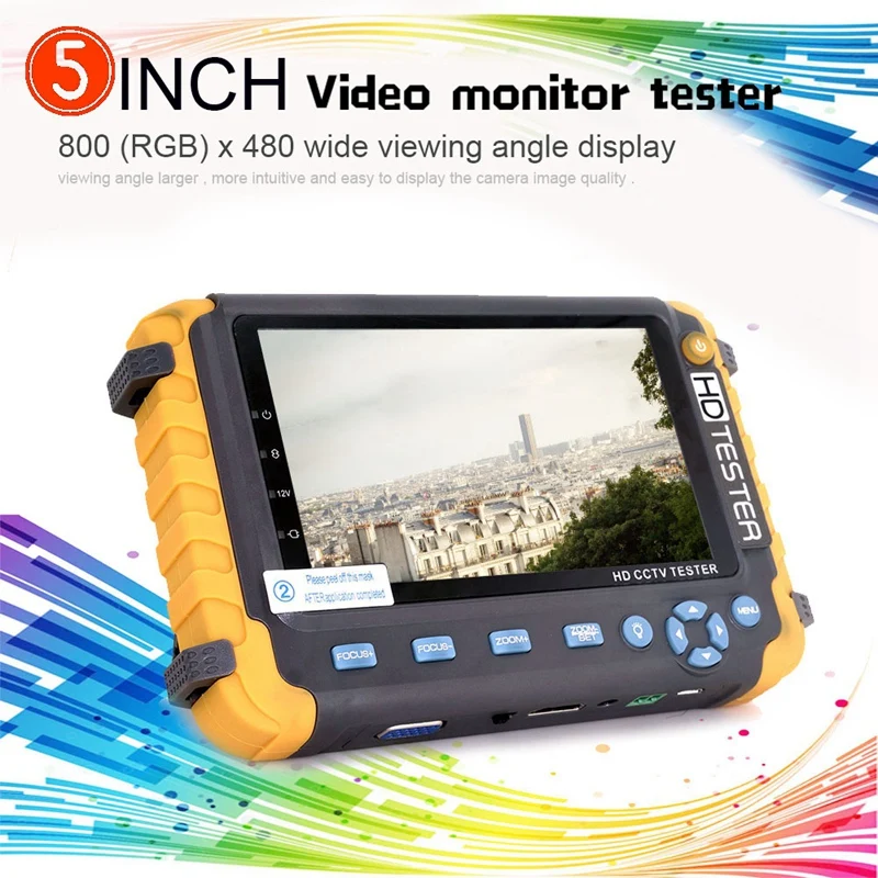  5 Inch Tft Lcd Hd 5Mp Tvi Ahd Cvi Cvbs Analog Security Camera Tester Monitor In One Cctv Tester Vga