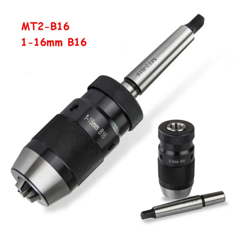 

NEW 1-16mm Self Tighten Keyless Drill Chuck + MT2 B16 Arbor For Lathe Drill MK2