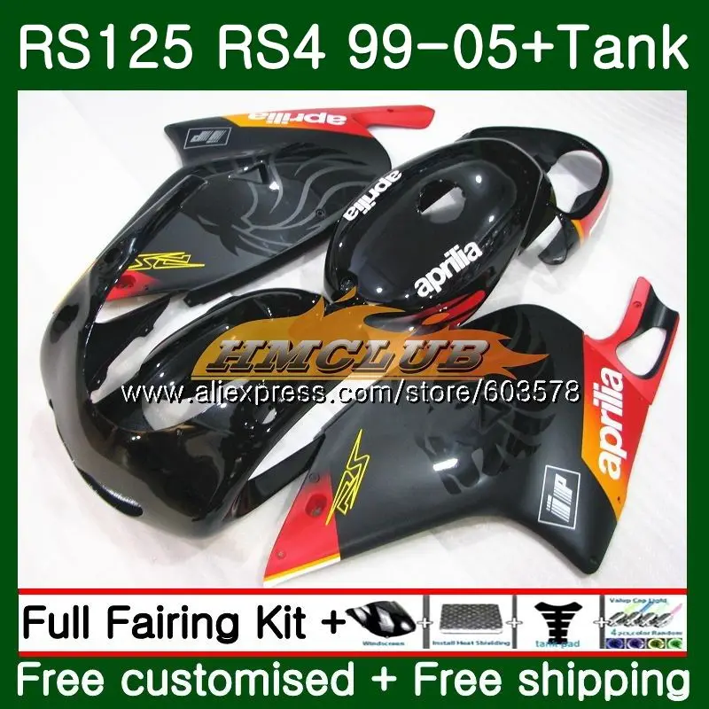 

RS125R For Aprilia RS 125 RS125 99 01 02 03 04 05 Sale Black 44CL.55 RS4 RS-125 RSV125 R 1999 2000 2001 2002 2003 2005 Fairing