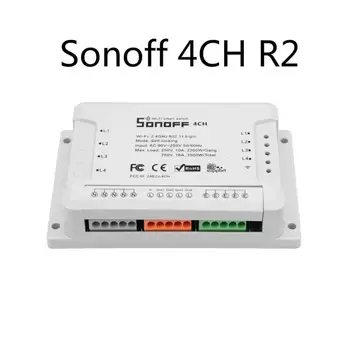 

Itead Sonoff 4CH R2 4 Channel 4 Gang 10A Remote Light Switch Wifi Wireless Control 4 Devices Alexa Smart Google Home Automation