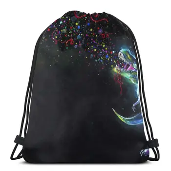 

Rex Emitting Rainbow Party Sparkles In Space Backpack Bag Outdoor Fitness Drawstring Beam Mouth Backpack Sports Bags 2020