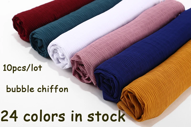 

Big size 180*85cm bubble chiffon scarf plain wrinkle crumple shawls women's hijab scarf spring muslim scarves/scarf 10pcs
