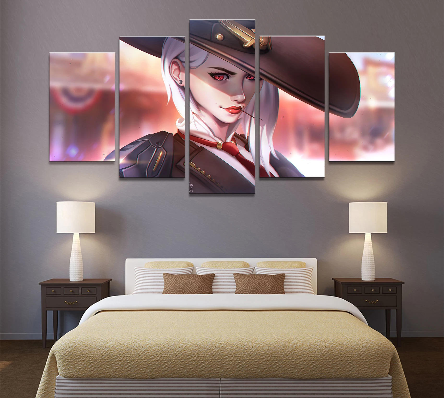 Домашний декор плакат холст картина 5 шт. Ashe Overwatch игровой комнаты настенный