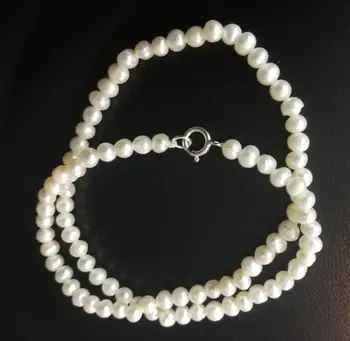 

Women Jewelry 3-5mm white pearl beads choker necklace Natural freshwater pearl 35cm 40cm 14'' 17''