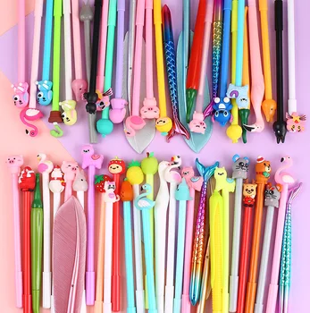 

60Pcs/set Pretty Colored Cute Kawai Gel Pen Spirited away Mermaid Dog Pink Lovely Stationery Office Panther Back to School Thing