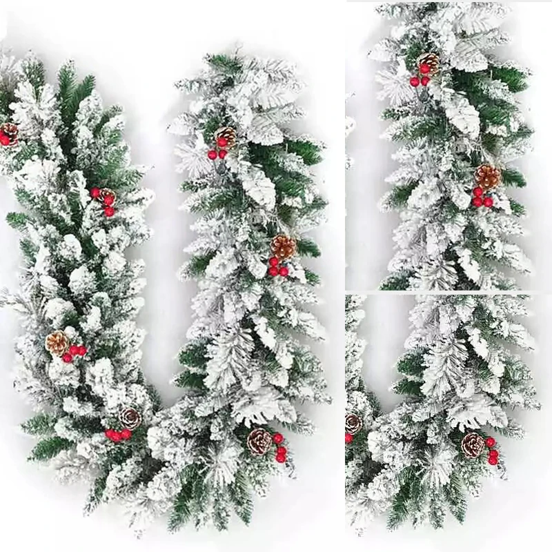 

1/1.5/1.8/2.7m Christmas Decoration For Home New Year Green Christmas Garland Wreath Xmas Pine Tree Rattan Navidad Hang Ornament