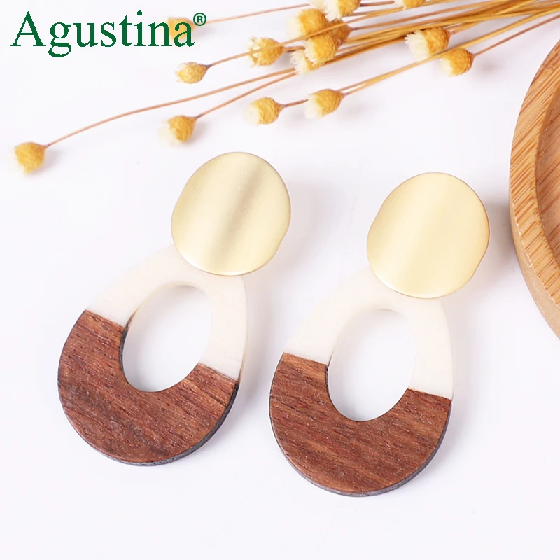 Resin Wood Earrings Women Drop Earrings Jewelry Fashion Statement Punk Star Small Earrings Korean Minimalist Girls Pendientes cc
