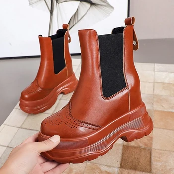 

2020 Winter Women Ankle Boots Platform Boots Fashion Women's Boots Ulzzang 10cm Height Increasing Wedges Shoes Woman Thick Sole