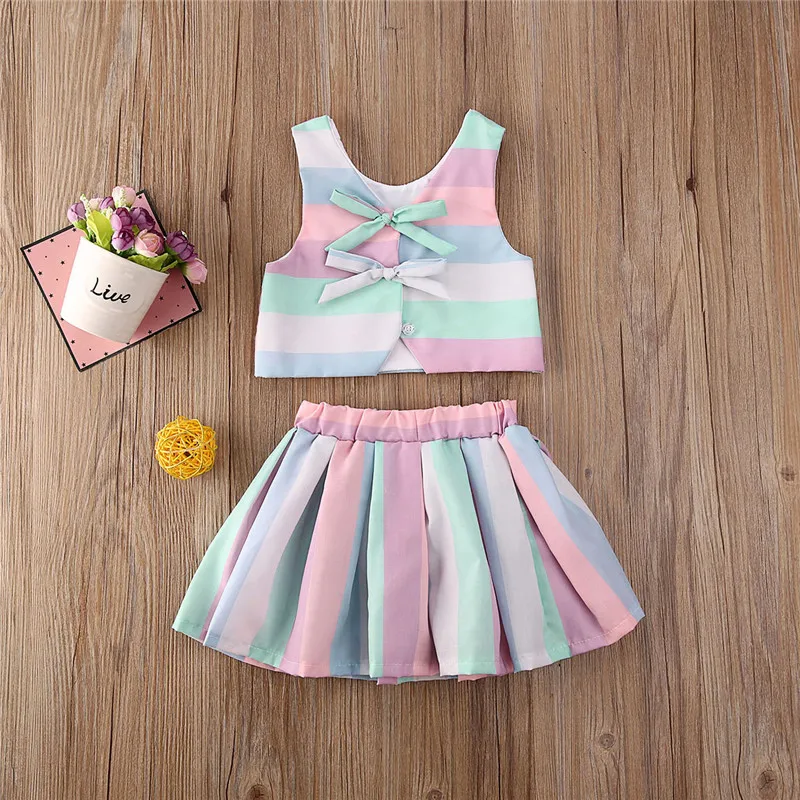 PUDCOCO Adorable Toddler Baby Girls Clothes Str Vest Tops + Tutu Skirts Party Outfits Sets Summer 1-3Y