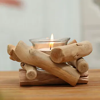 

DIY Art Candle Decoration Romantic Delicate Portable Glass Wooden Stick Handmade Home Craft Tealight Holder Wedding