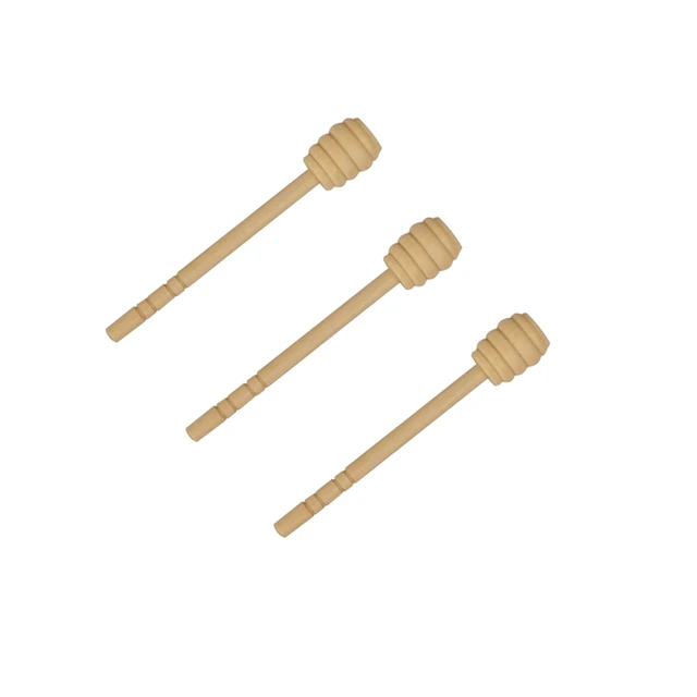 Wooden Honey Dipper Sticks Server Jams Syrup Drizzler Stirring Rod Long Handle Spiral Mixing Stick Honey Jar Dispense 3pcs