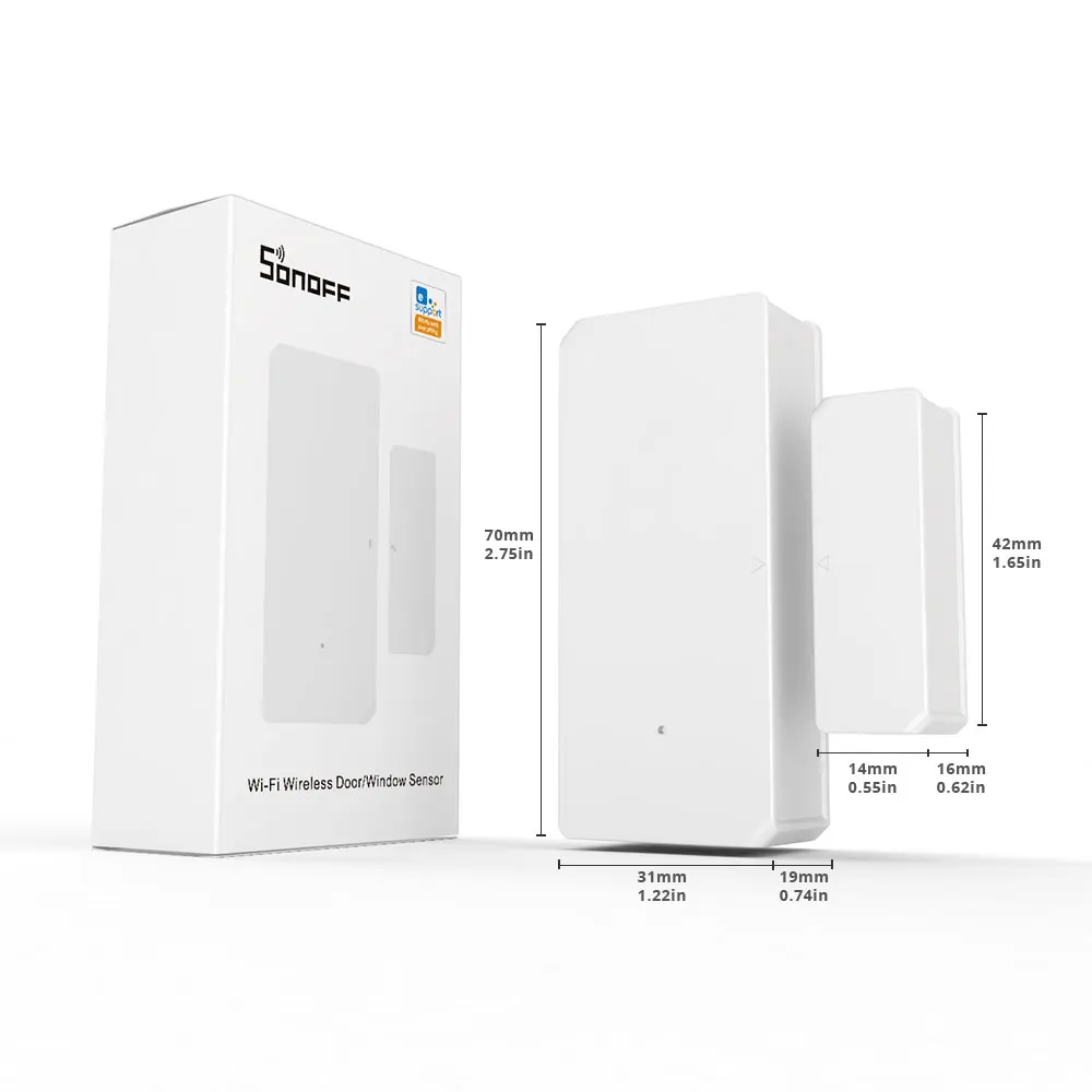 Smart Door Sensor SONOFF DW2 Wifi Wireless Door Window Sensor Open / Closed Detectors e-WeLink APP Alert Notification Smart Home Security Alarm