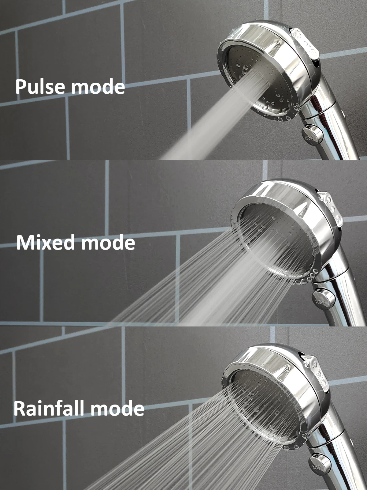 Shower Head Shower Nozzle Z&L 3 Modes Adjustable Universal Bath Showerheads Water Saving Sprayer Nozzle Stop Button Spa Bathroom High Pressure Shower Head