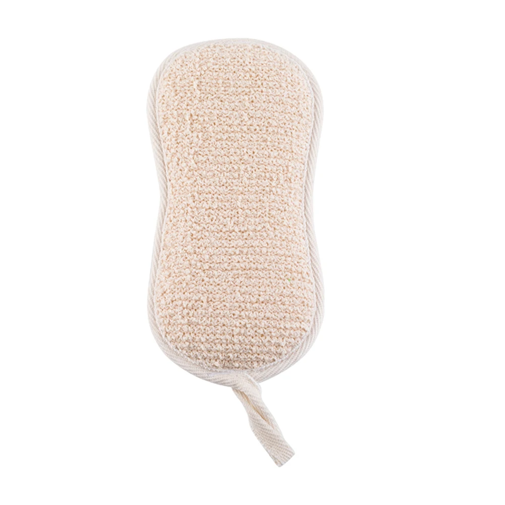 

Solid Color Natural Linen Loofah Shape Sponge Scrubber Brush Pad Cleansing Skin for Men and Women Bath Shower