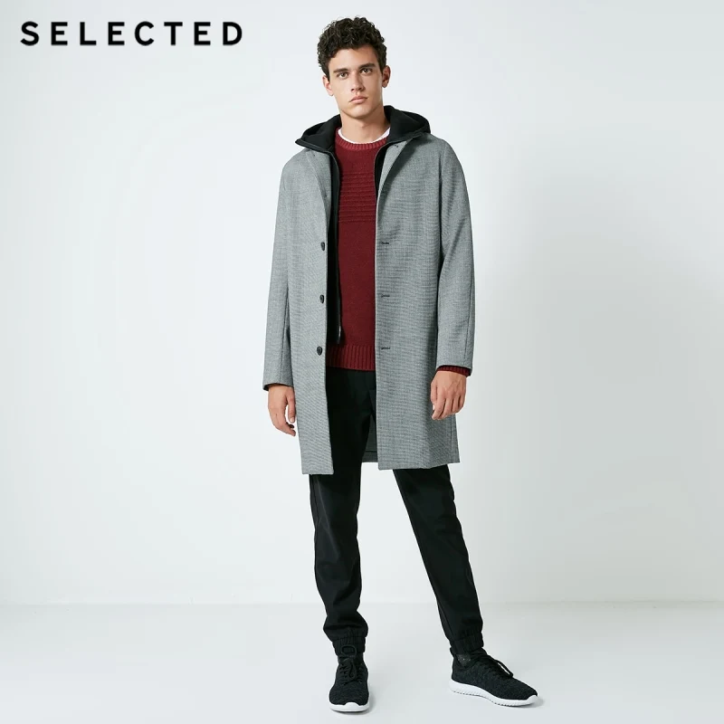 Избранное Новое мужское деловое шерстяное пальто с капюшоном | 4183OM522