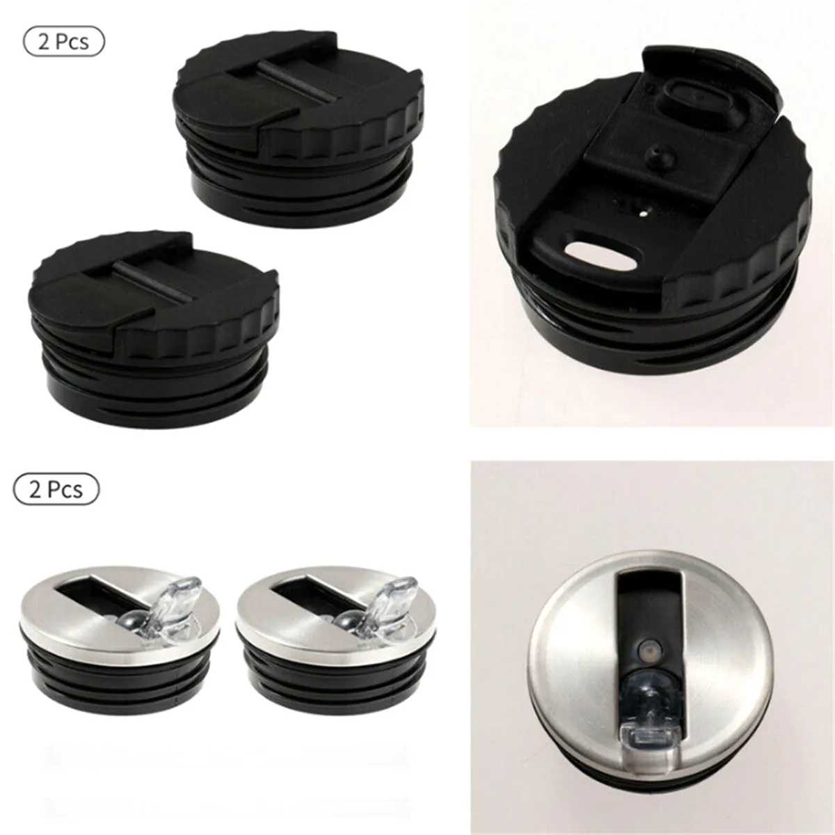 

2Pc Plastic Vacuum Bottle Lids Silicone Sealing Leak-Proof Resistant Straw Cover, Flap Cover Replacement Water Bottle Accessorie