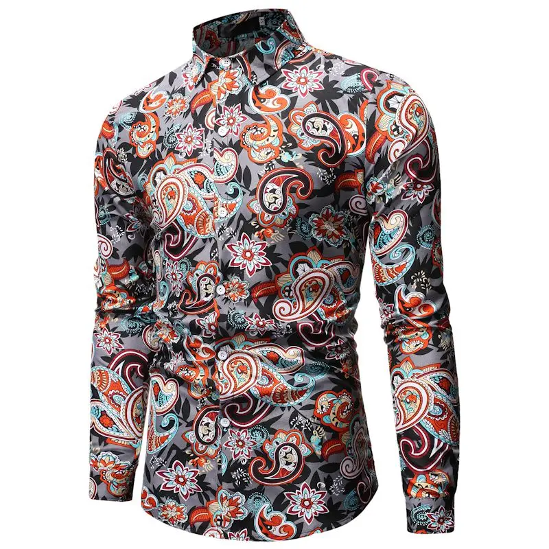 Мужская рубашка с рисунком Пейсли, фирменный дизайн, стильные приталенные мужские рубашки, мужские рубашки с длинным рукавом, мужские вечерние рубашки на каждый день, Social Camisas Hombre