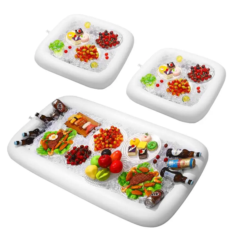 Hemoton 3PCS Inflatable Serving Bar Drinking Salad Buffet Cooler for Beach BBQ Picnic Pool Party (White) | Дом и сад