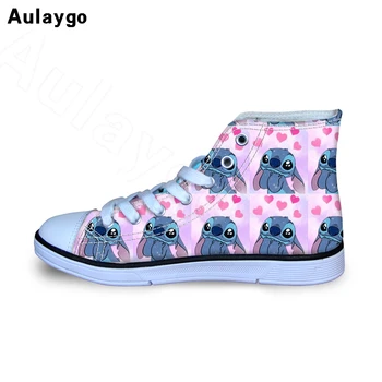 

Aulaygo Pink Stitch Love Pattern Children Shoes For Girl Canvas Boy Sneakers Running Outdoor High Quality Fashion Soft Footwear